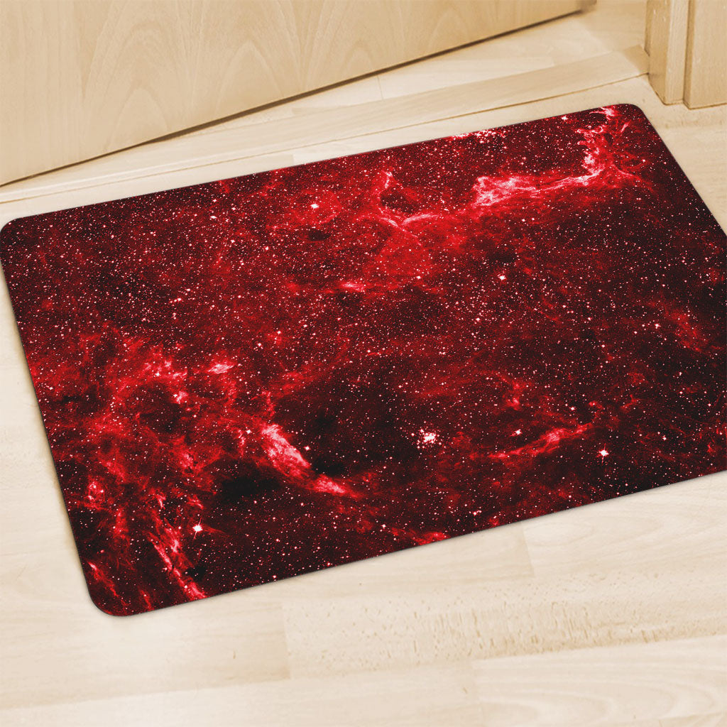 Red Stardust Universe Galaxy Space Print Polyester Doormat