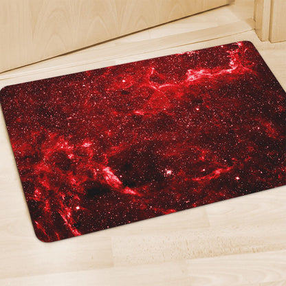 Red Stardust Universe Galaxy Space Print Polyester Doormat