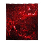 Red Stardust Universe Galaxy Space Print Polyester Shower Curtain