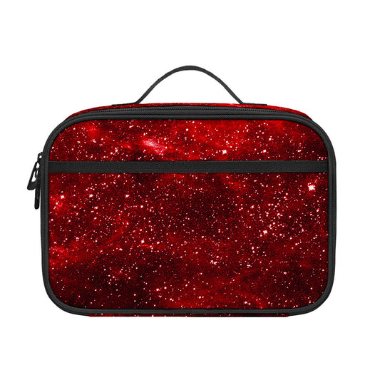 Red Stardust Universe Galaxy Space Print Portable Lunch Bag