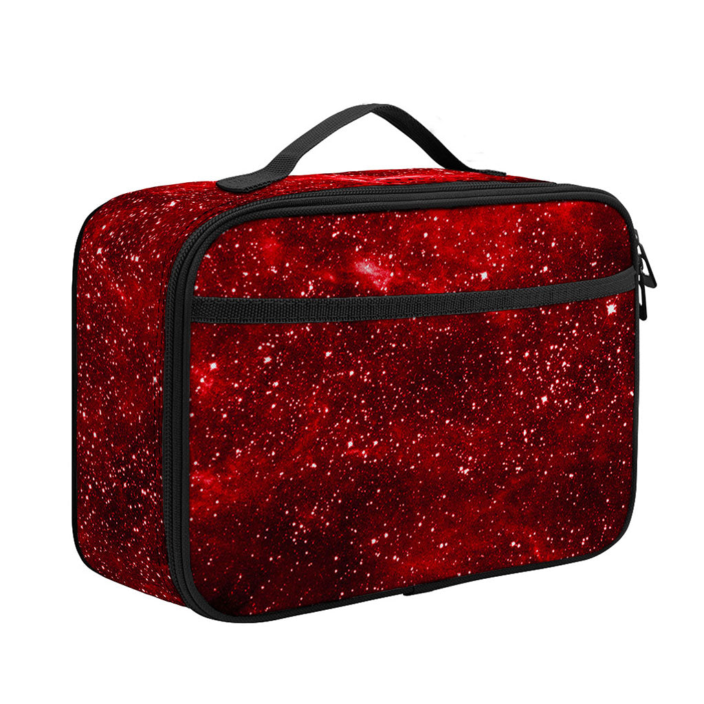 Red Stardust Universe Galaxy Space Print Portable Lunch Bag