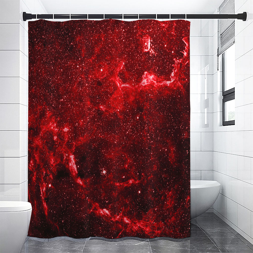 Red Stardust Universe Galaxy Space Print Premium Shower Curtain