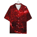 Red Stardust Universe Galaxy Space Print Rayon Hawaiian Shirt