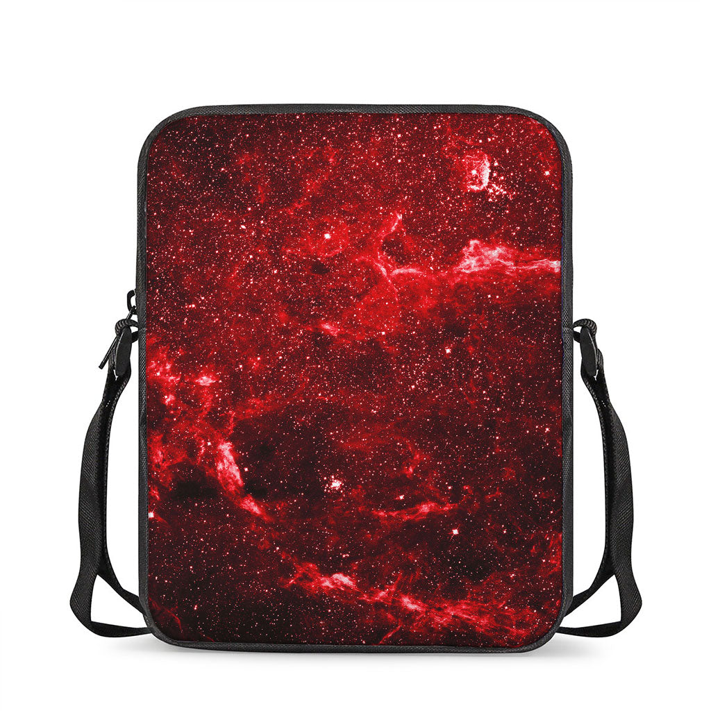 Red Stardust Universe Galaxy Space Print Rectangular Crossbody Bag