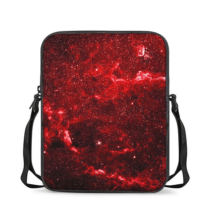 Red Stardust Universe Galaxy Space Print Rectangular Crossbody Bag