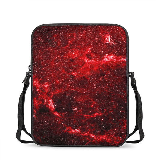 Red Stardust Universe Galaxy Space Print Rectangular Crossbody Bag