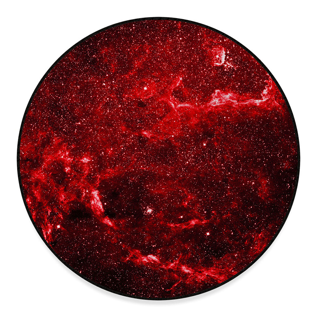 Red Stardust Universe Galaxy Space Print Round Floor Mat