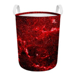 Red Stardust Universe Galaxy Space Print Round Laundry Basket
