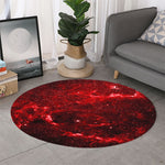 Red Stardust Universe Galaxy Space Print Round Rug