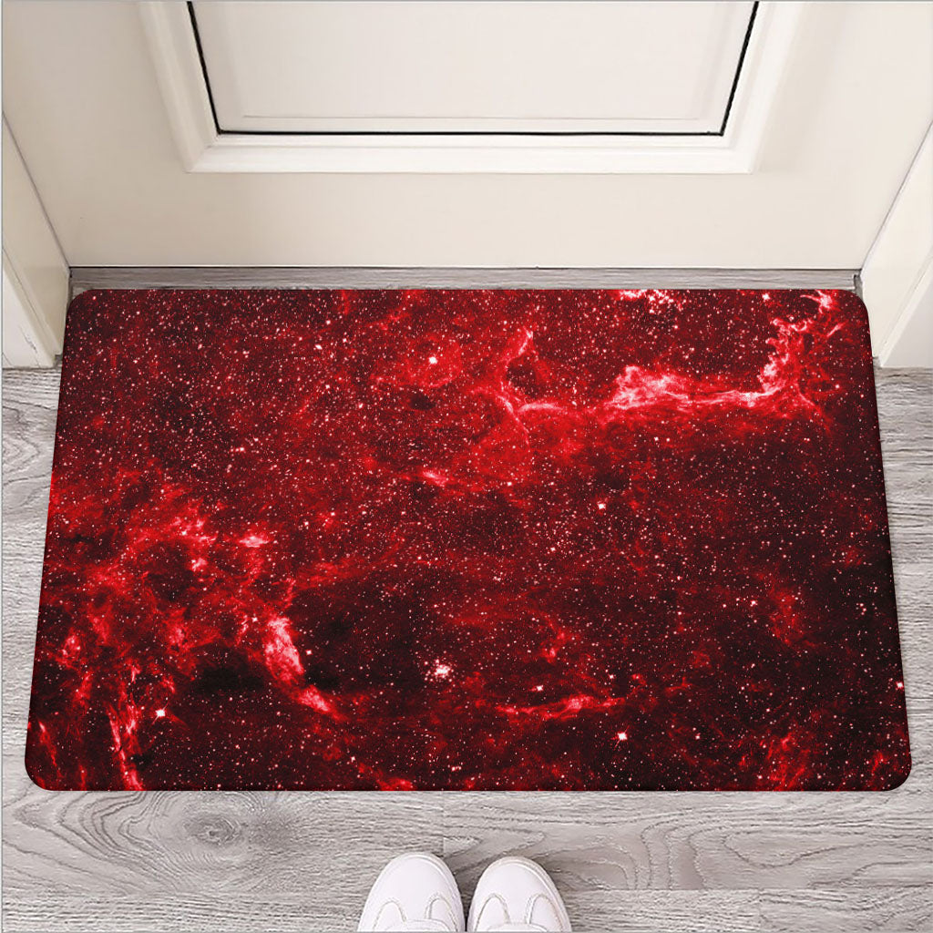 Red Stardust Universe Galaxy Space Print Rubber Doormat