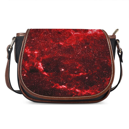 Red Stardust Universe Galaxy Space Print Saddle Bag