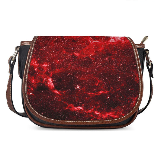 Red Stardust Universe Galaxy Space Print Saddle Bag
