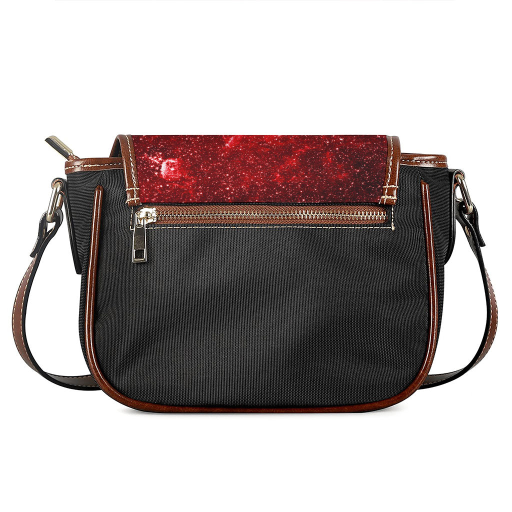 Red Stardust Universe Galaxy Space Print Saddle Bag