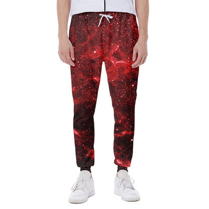 Red Stardust Universe Galaxy Space Print Scuba Joggers