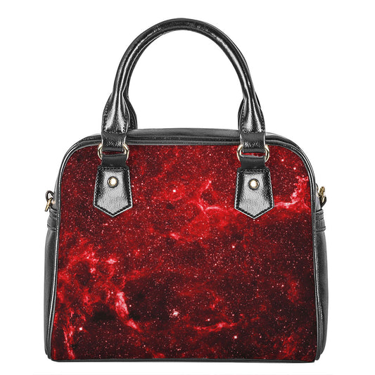Red Stardust Universe Galaxy Space Print Shoulder Handbag