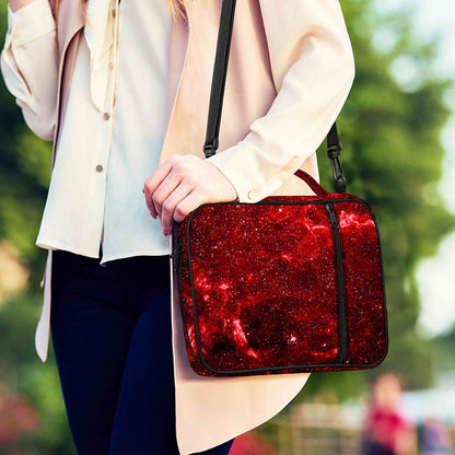 Red Stardust Universe Galaxy Space Print Shoulder Strap Bible Bag