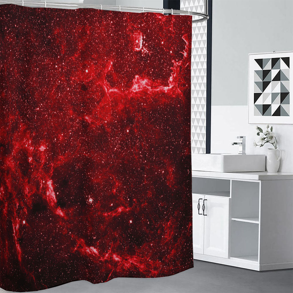 Red Stardust Universe Galaxy Space Print Shower Curtain