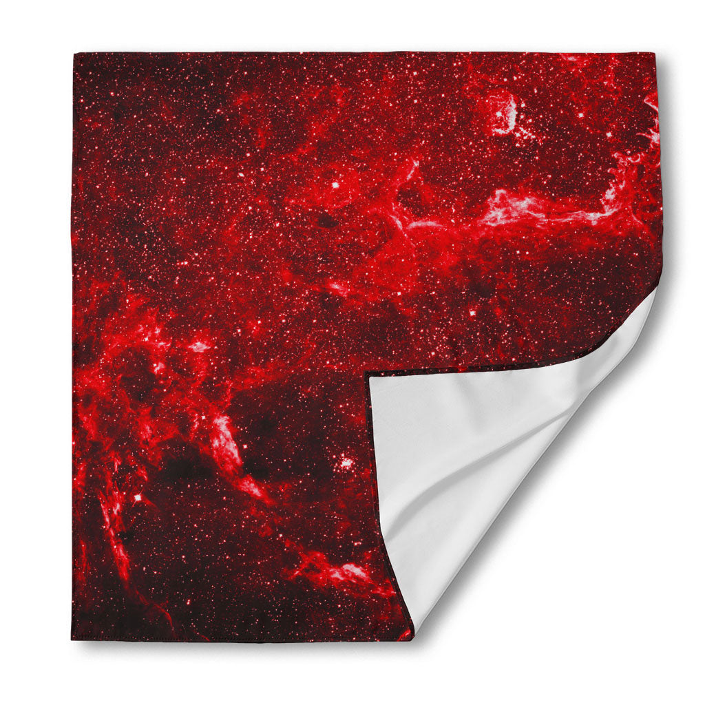 Red Stardust Universe Galaxy Space Print Silk Bandana