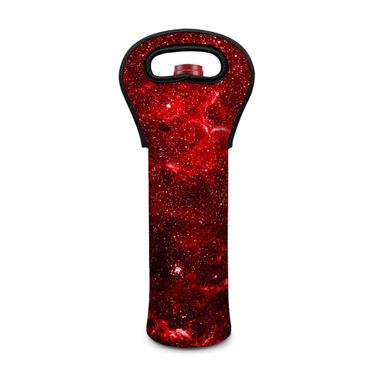 Red Stardust Universe Galaxy Space Print Single Neoprene Wine Tote