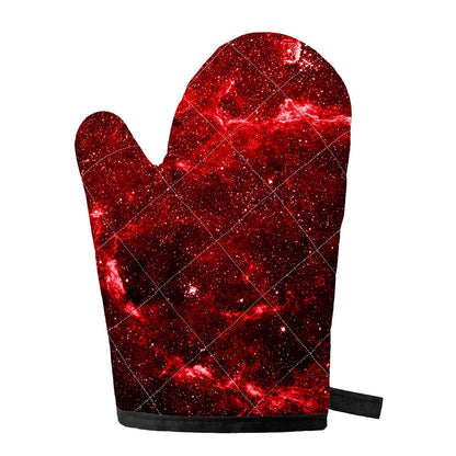 Red Stardust Universe Galaxy Space Print Single Oven Mitt