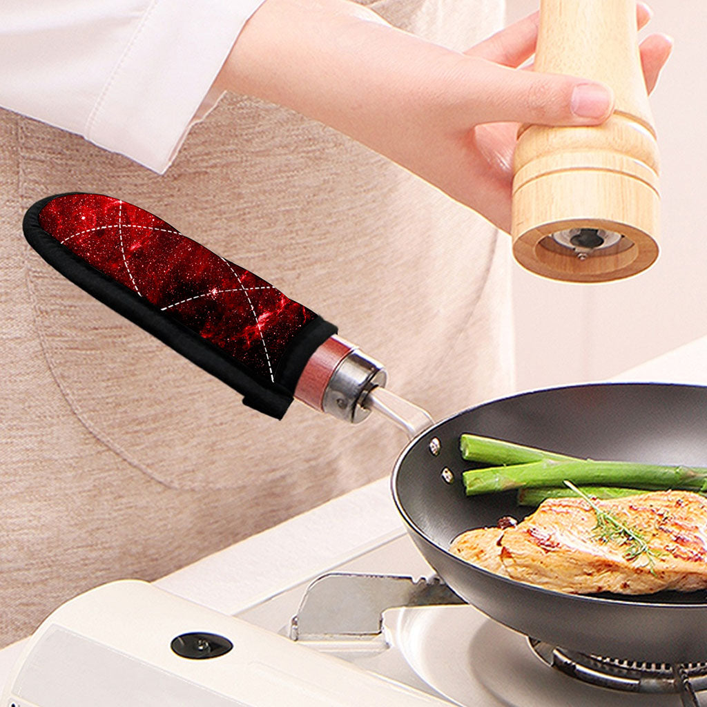 Red Stardust Universe Galaxy Space Print Skillet Handle Cover