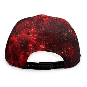 Red Stardust Universe Galaxy Space Print Snapback Cap