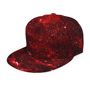 Red Stardust Universe Galaxy Space Print Snapback Cap