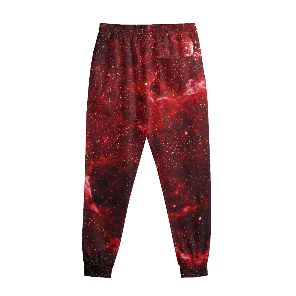 Red Stardust Universe Galaxy Space Print Sweatpants
