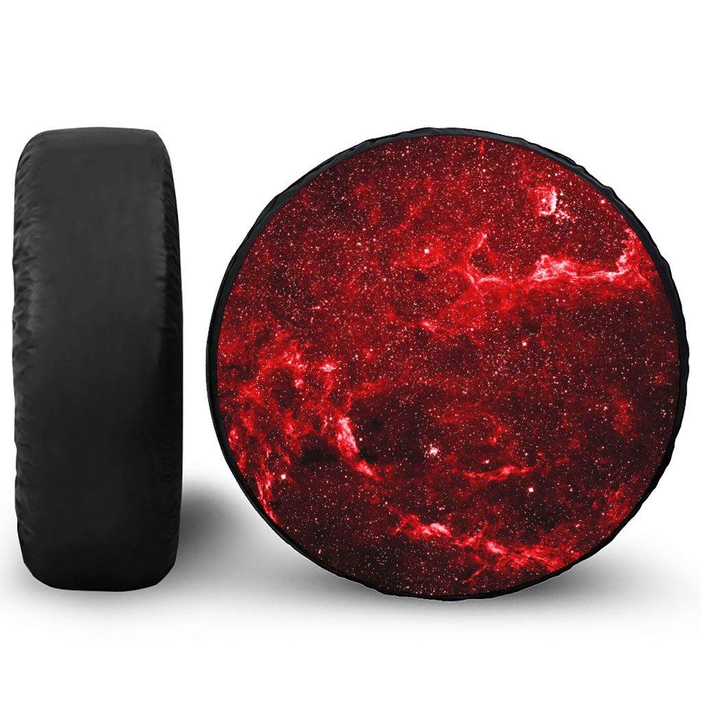 Red Stardust Universe Galaxy Space Print Tire Cover