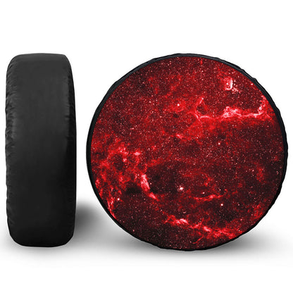 Red Stardust Universe Galaxy Space Print Tire Cover