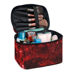 Red Stardust Universe Galaxy Space Print Travel Makeup Bag