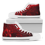 Red Stardust Universe Galaxy Space Print White High Top Sneakers