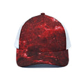 Red Stardust Universe Galaxy Space Print White Mesh Trucker Hat