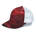 Red Stardust Universe Galaxy Space Print White Mesh Trucker Cap