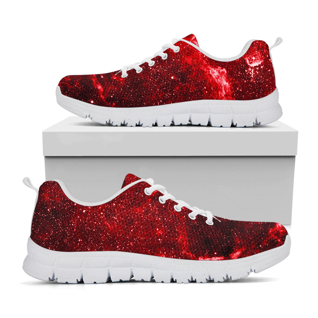 Red Stardust Universe Galaxy Space Print White Running Shoes