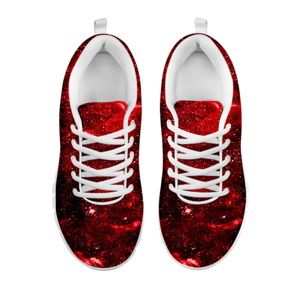 Red Stardust Universe Galaxy Space Print White Running Shoes