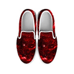 Red Stardust Universe Galaxy Space Print White Slip On Sneakers