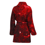 Red Stardust Universe Galaxy Space Print Women's Bathrobe