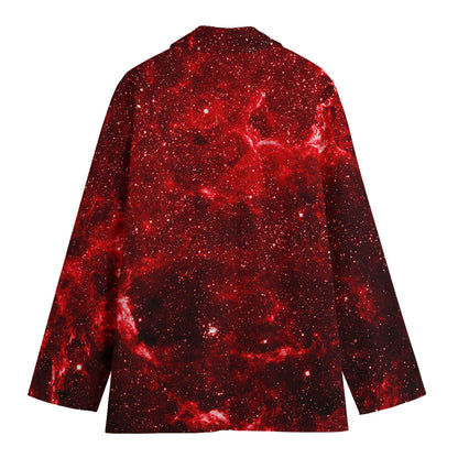 Red Stardust Universe Galaxy Space Print Women's Blazer