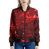 Red Stardust Universe Galaxy Space Print Women's Bomber Jacket