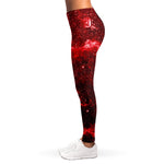 Red Stardust Universe Galaxy Space Print Women's Leggings