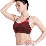 Red Stardust Universe Galaxy Space Print Women's Sports Bra