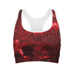 Red Stardust Universe Galaxy Space Print Women's Sports Bra