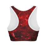 Red Stardust Universe Galaxy Space Print Women's Sports Bra