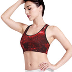 Red Stardust Universe Galaxy Space Print Women's Sports Bra