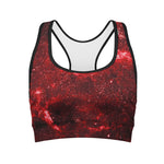 Red Stardust Universe Galaxy Space Print Women's Sports Bra