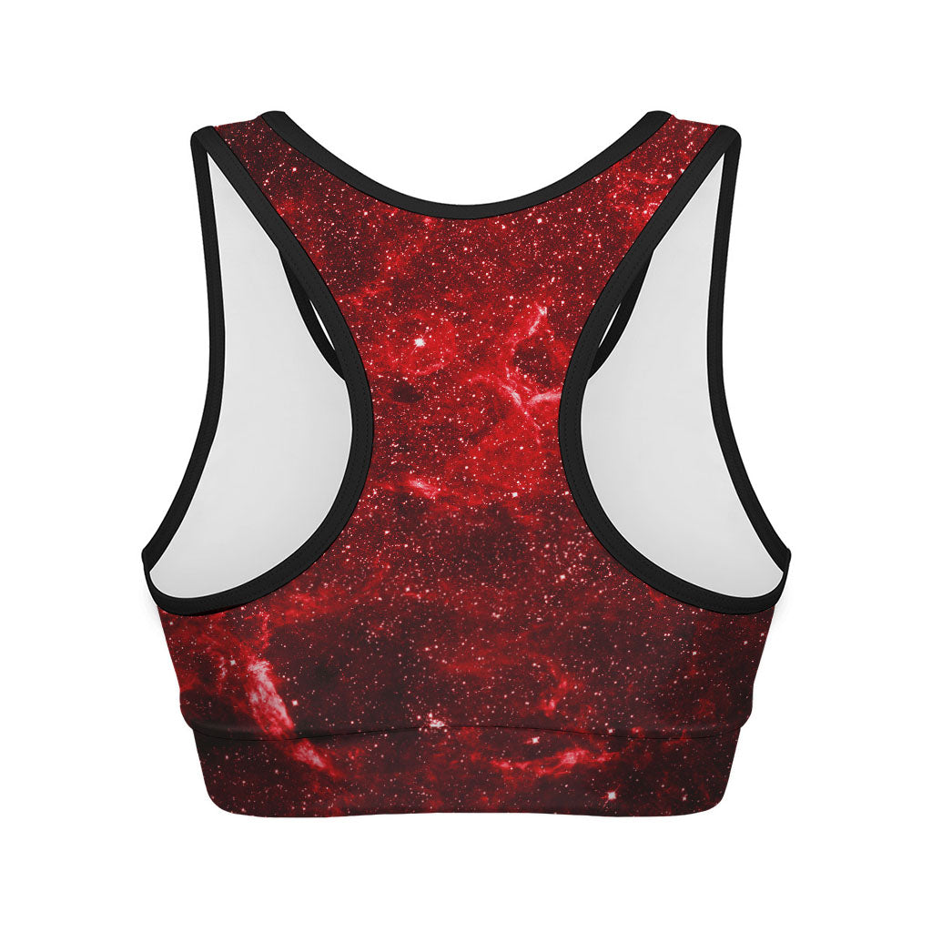 Red Stardust Universe Galaxy Space Print Women's Sports Bra