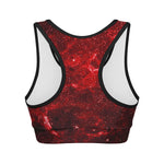 Red Stardust Universe Galaxy Space Print Women's Sports Bra