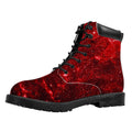 Red Stardust Universe Galaxy Space Print Padded Collar Lace Up Boots