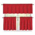 Red Stethoscope Pattern Print 3 Piece Kitchen Curtains
